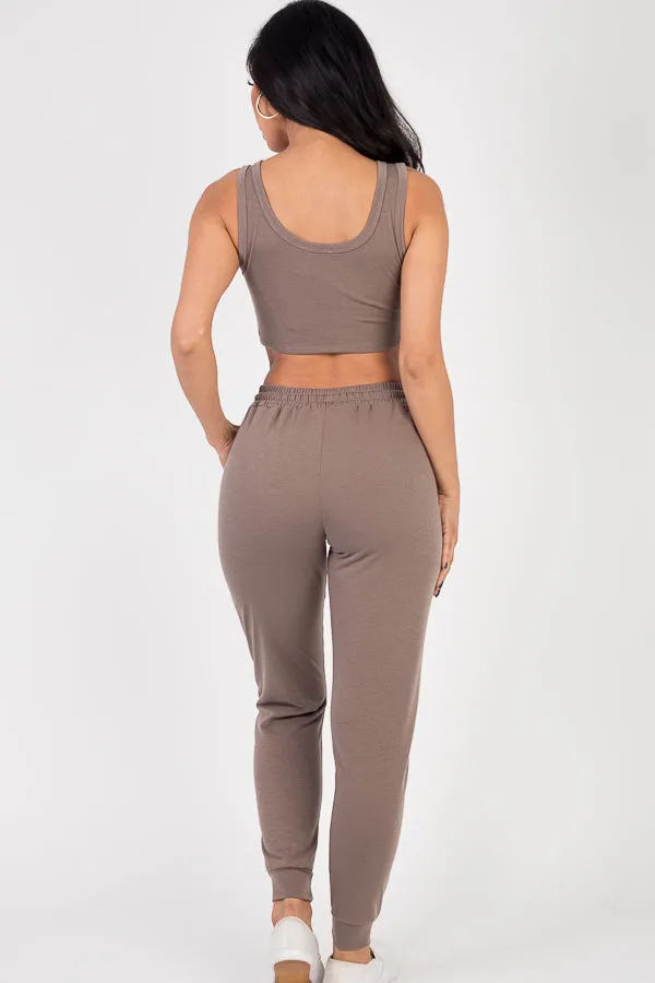 French Terry Cropped Tank Top & Joggers Set (CAPELLA)