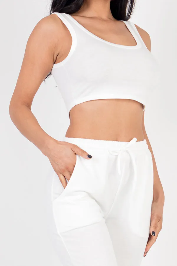 French Terry Cropped Tank Top & Joggers Set (CAPELLA)