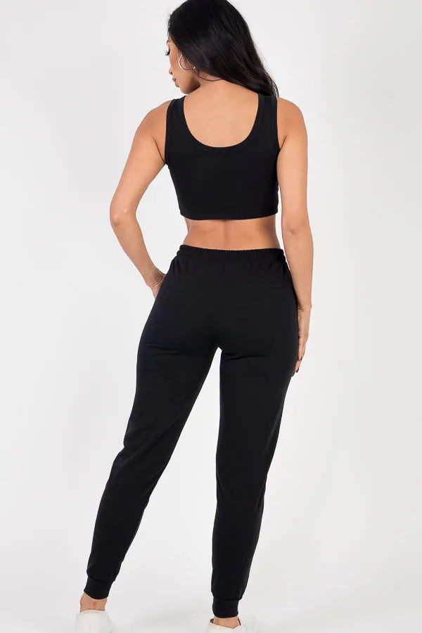 French Terry Cropped Tank Top & Joggers Set (CAPELLA)