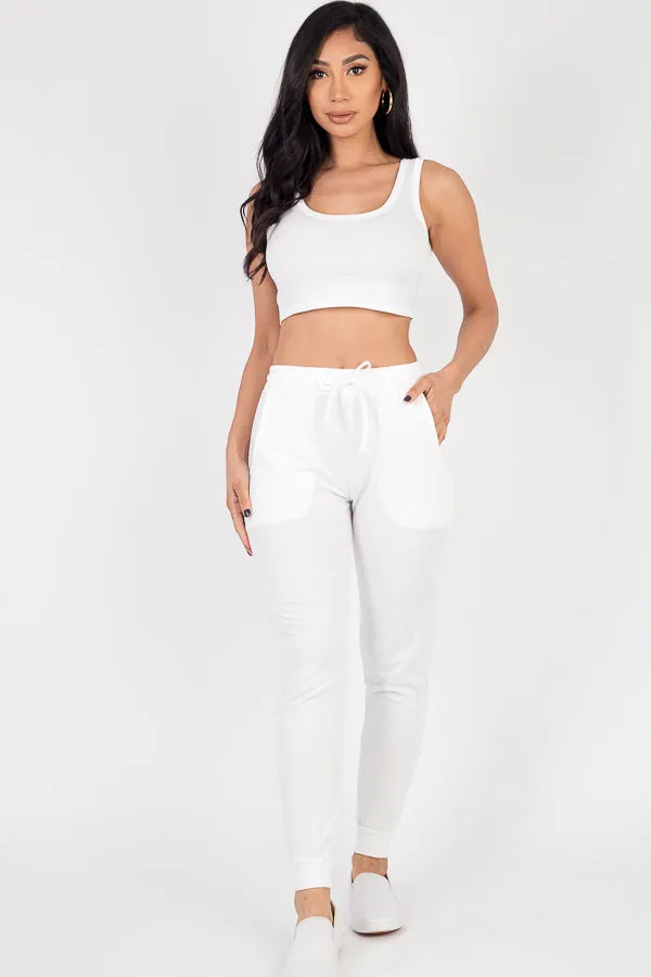 French Terry Cropped Tank Top & Joggers Set (CAPELLA)