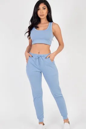 French Terry Cropped Tank Top & Joggers Set (CAPELLA)