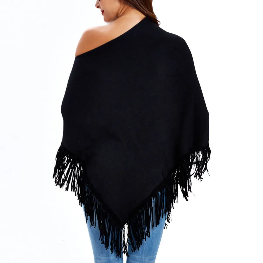 Fringed cloak shawl