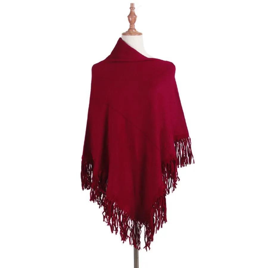 Fringed cloak shawl