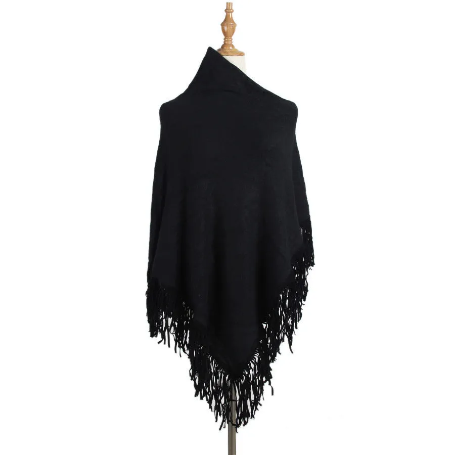 Fringed cloak shawl