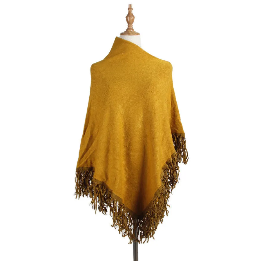 Fringed cloak shawl