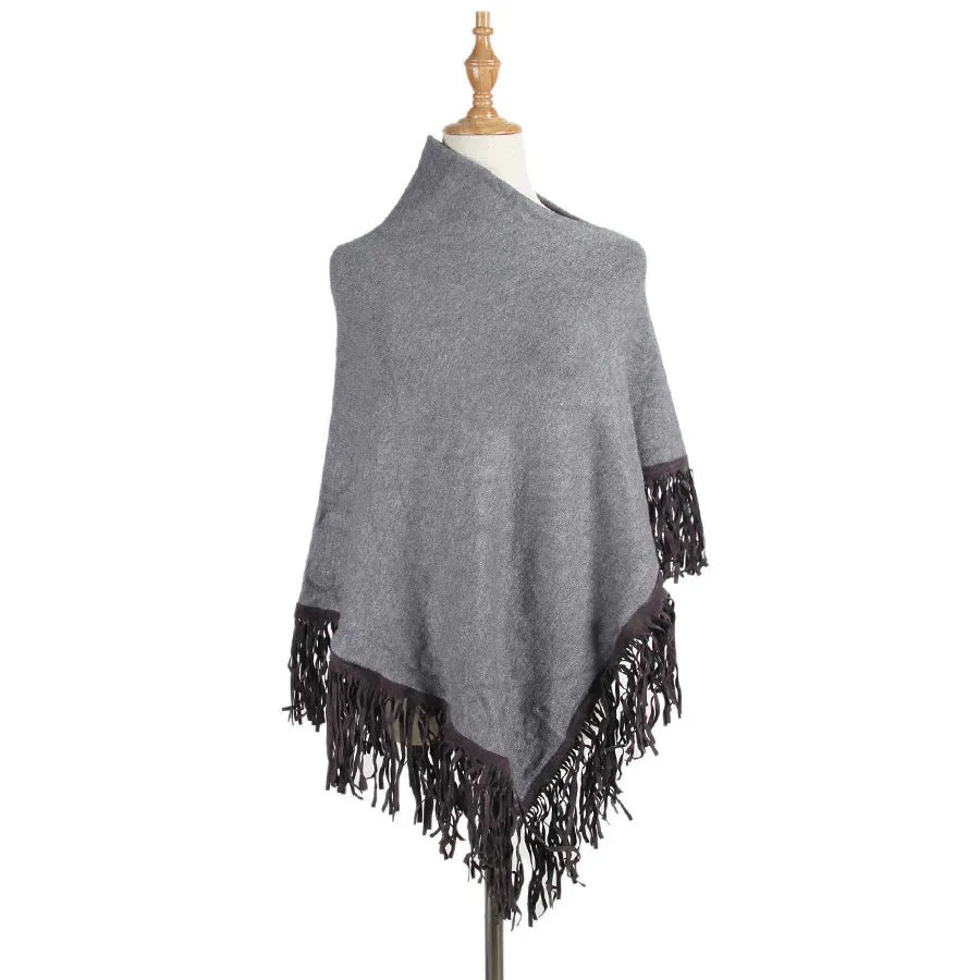 Fringed cloak shawl