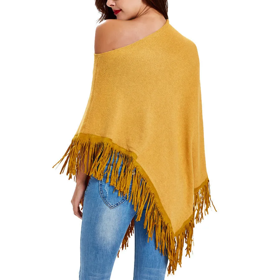 Fringed cloak shawl