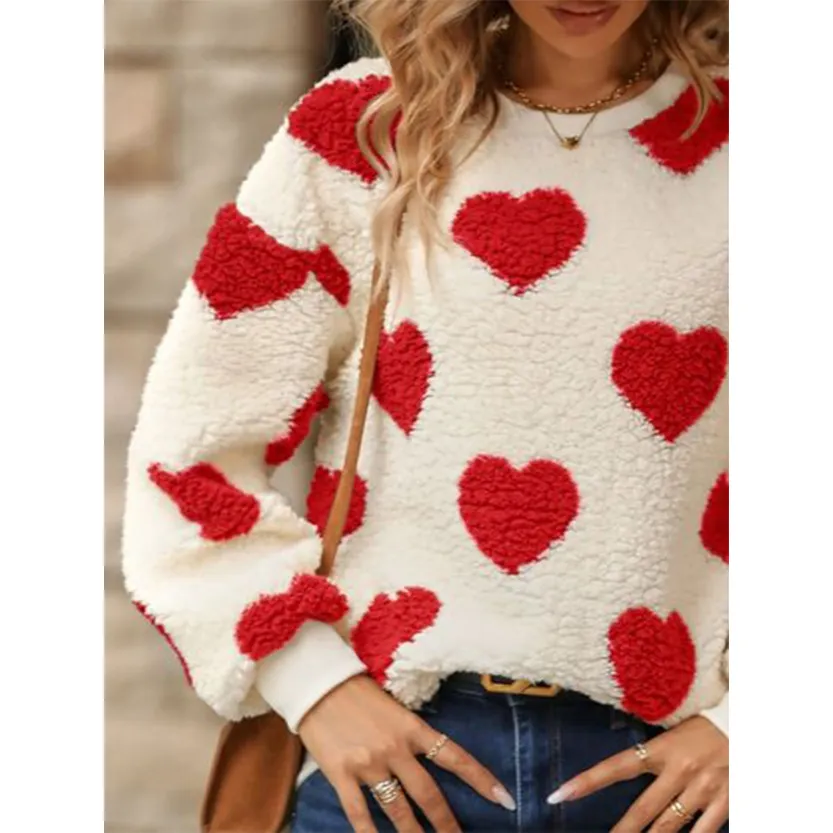 Funki Buys | Sweaters | Women's Plush  Fuzzy Heart Pullover