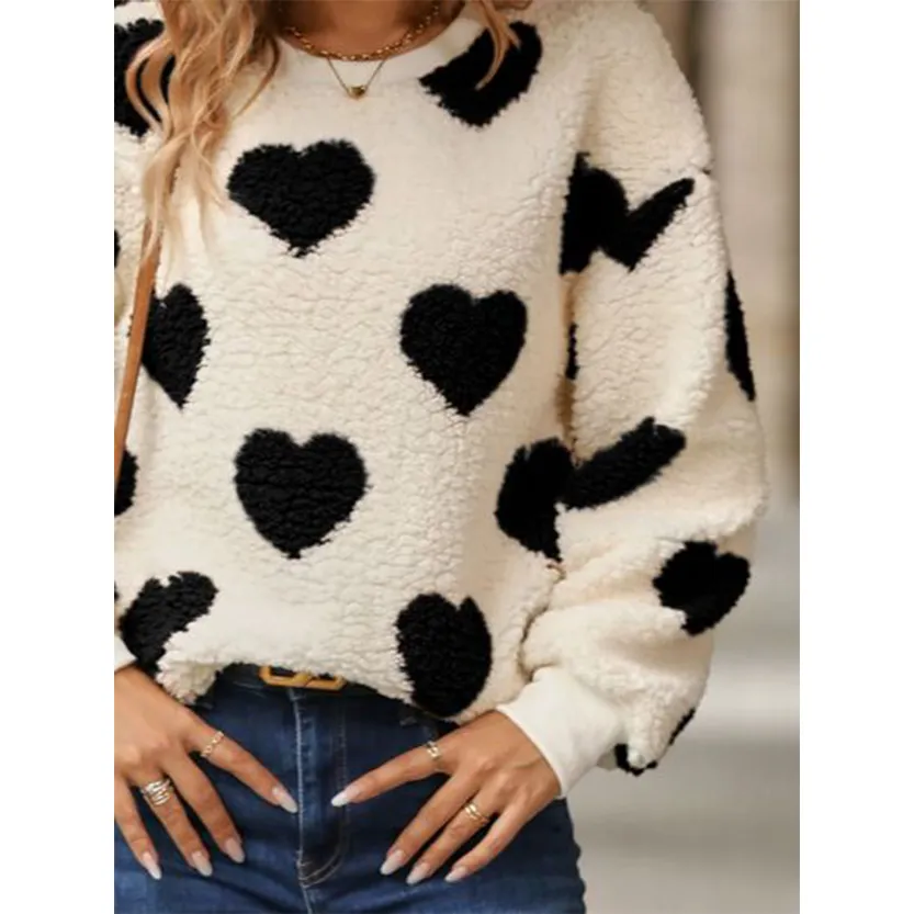 Funki Buys | Sweaters | Women's Plush  Fuzzy Heart Pullover