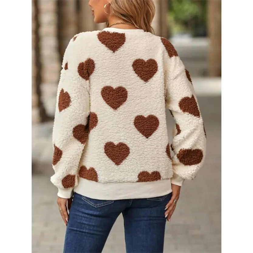 Funki Buys | Sweaters | Women's Plush  Fuzzy Heart Pullover