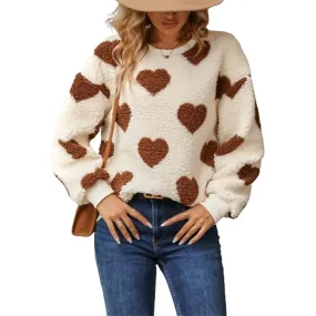 Funki Buys | Sweaters | Women's Plush  Fuzzy Heart Pullover