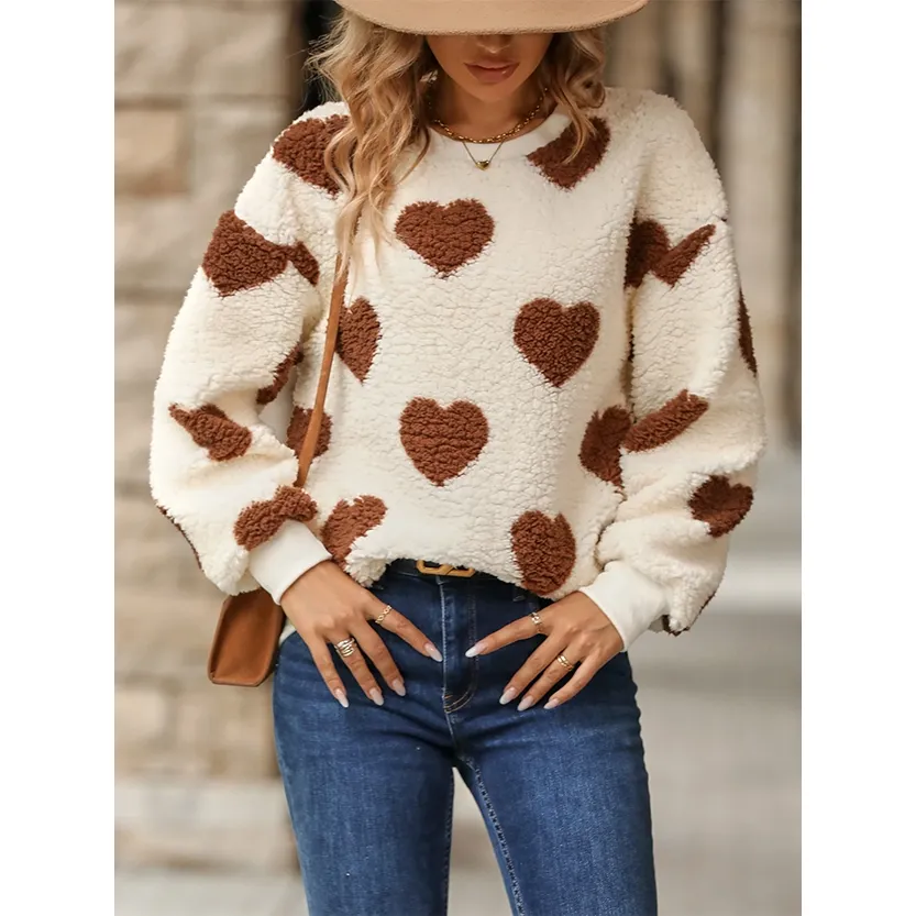 Funki Buys | Sweaters | Women's Plush  Fuzzy Heart Pullover