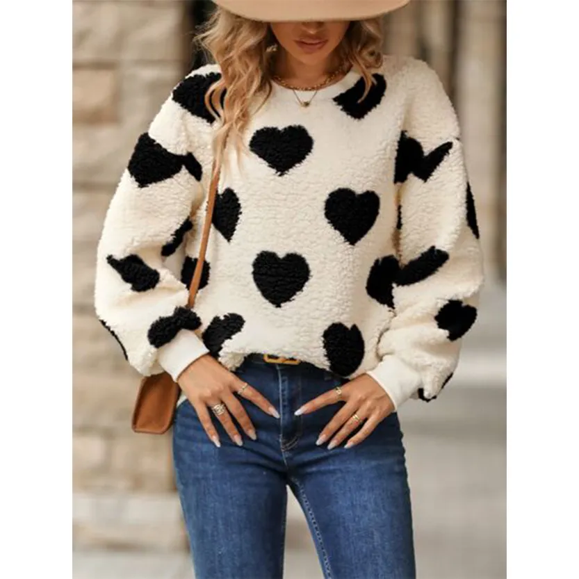 Funki Buys | Sweaters | Women's Plush  Fuzzy Heart Pullover