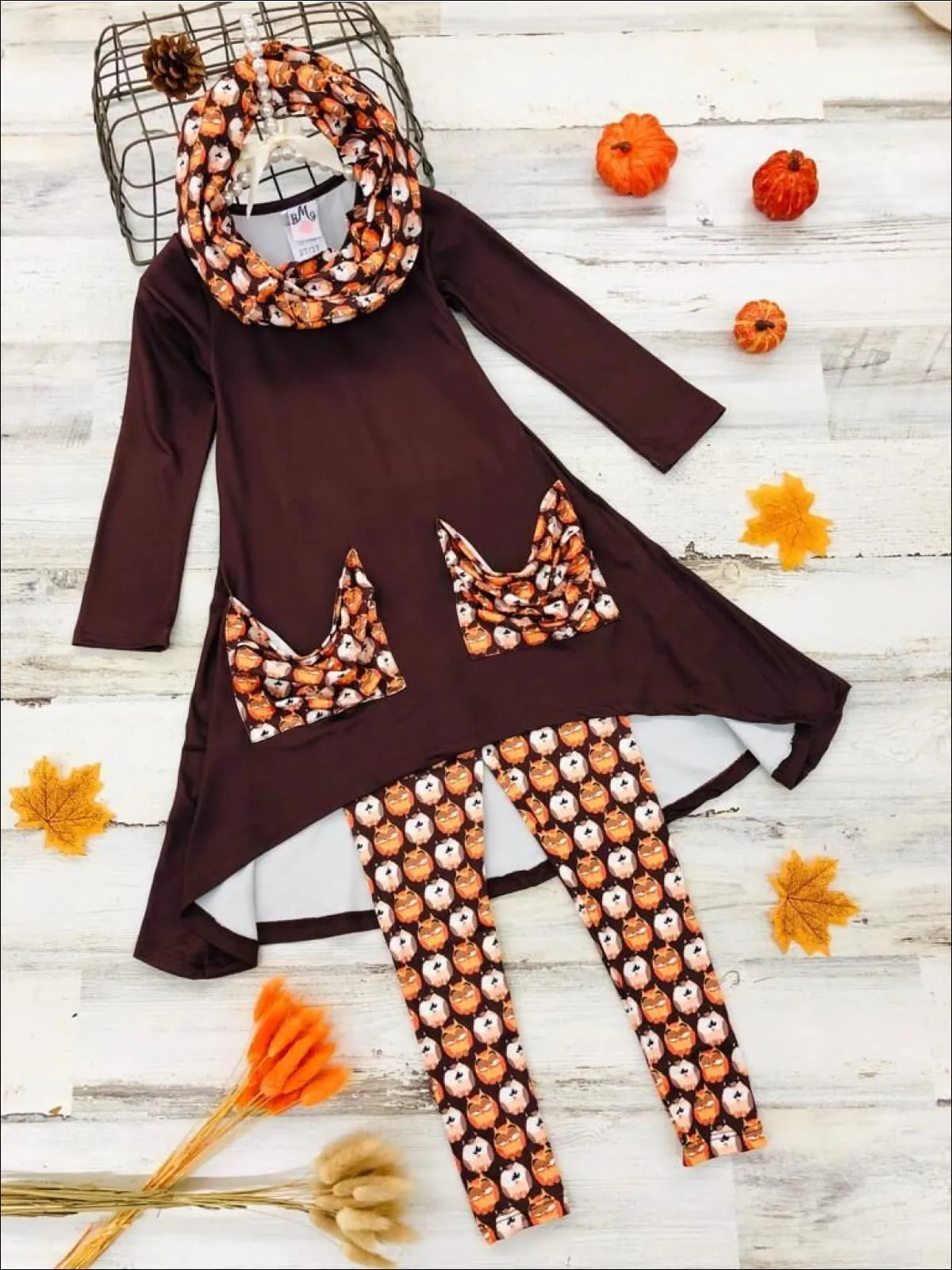 Furry Friends Slouch Pocket Tunic, Scarf and Legging Set