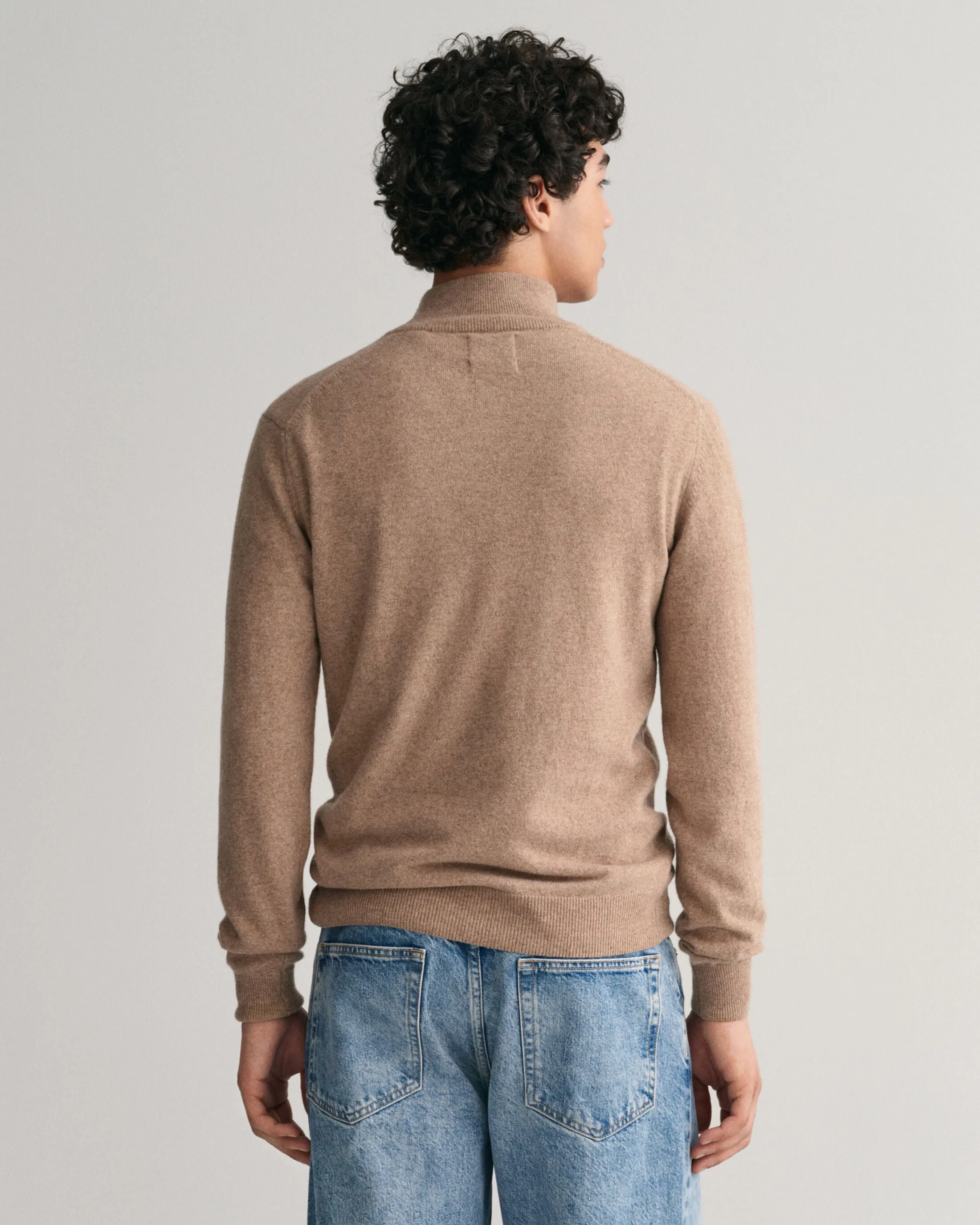 GANT- Superfine Lambswool Half Zip, Sand Melange