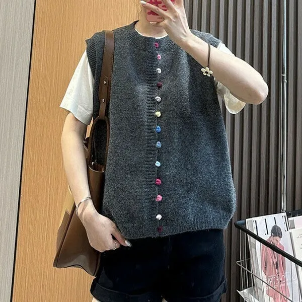 garden | Colorful Buttons Knit Vest