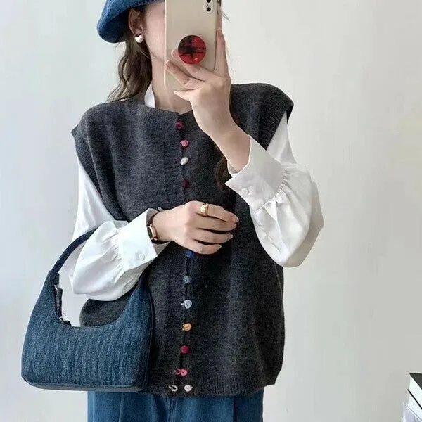 garden | Colorful Buttons Knit Vest