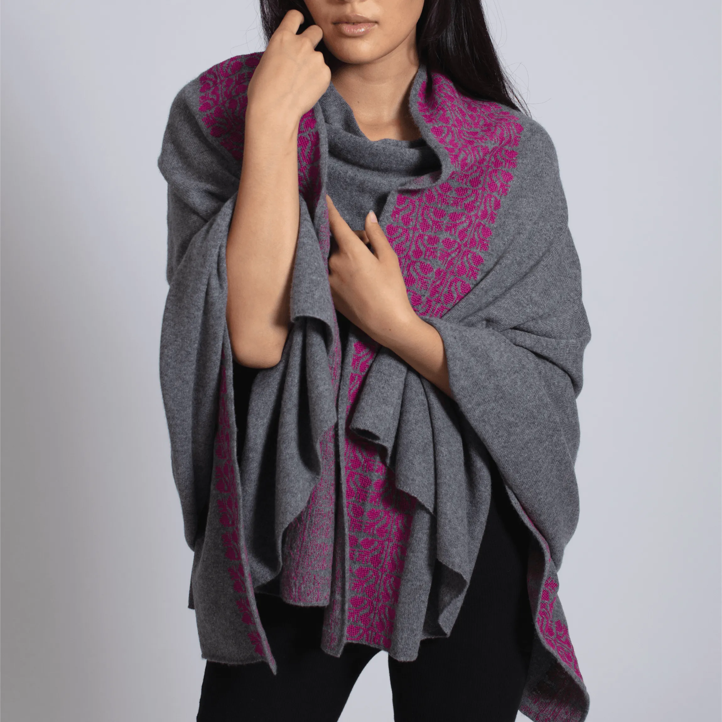 GRAY CASHMERE SHAWL