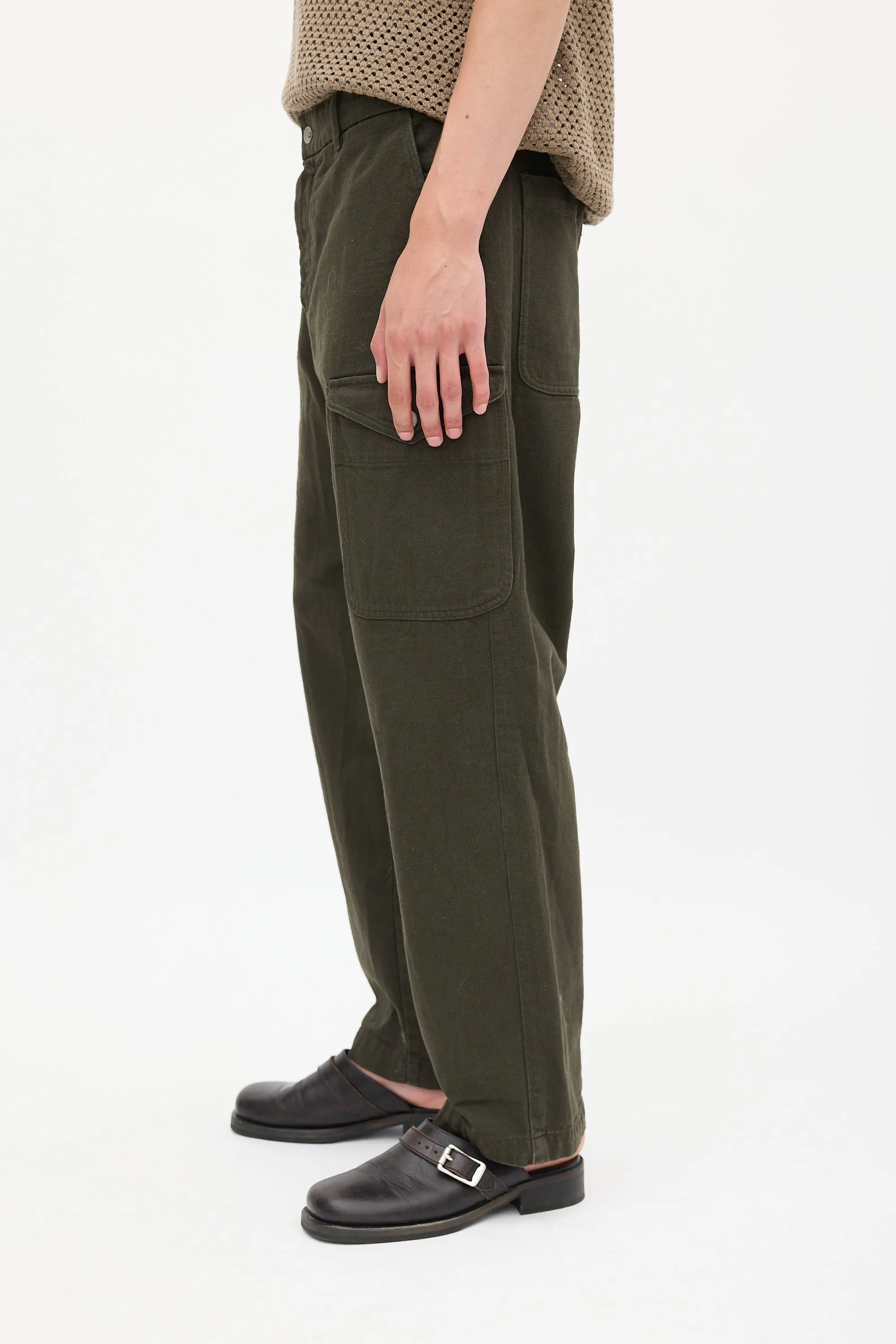 Green Cargo Tapered Leg Pant