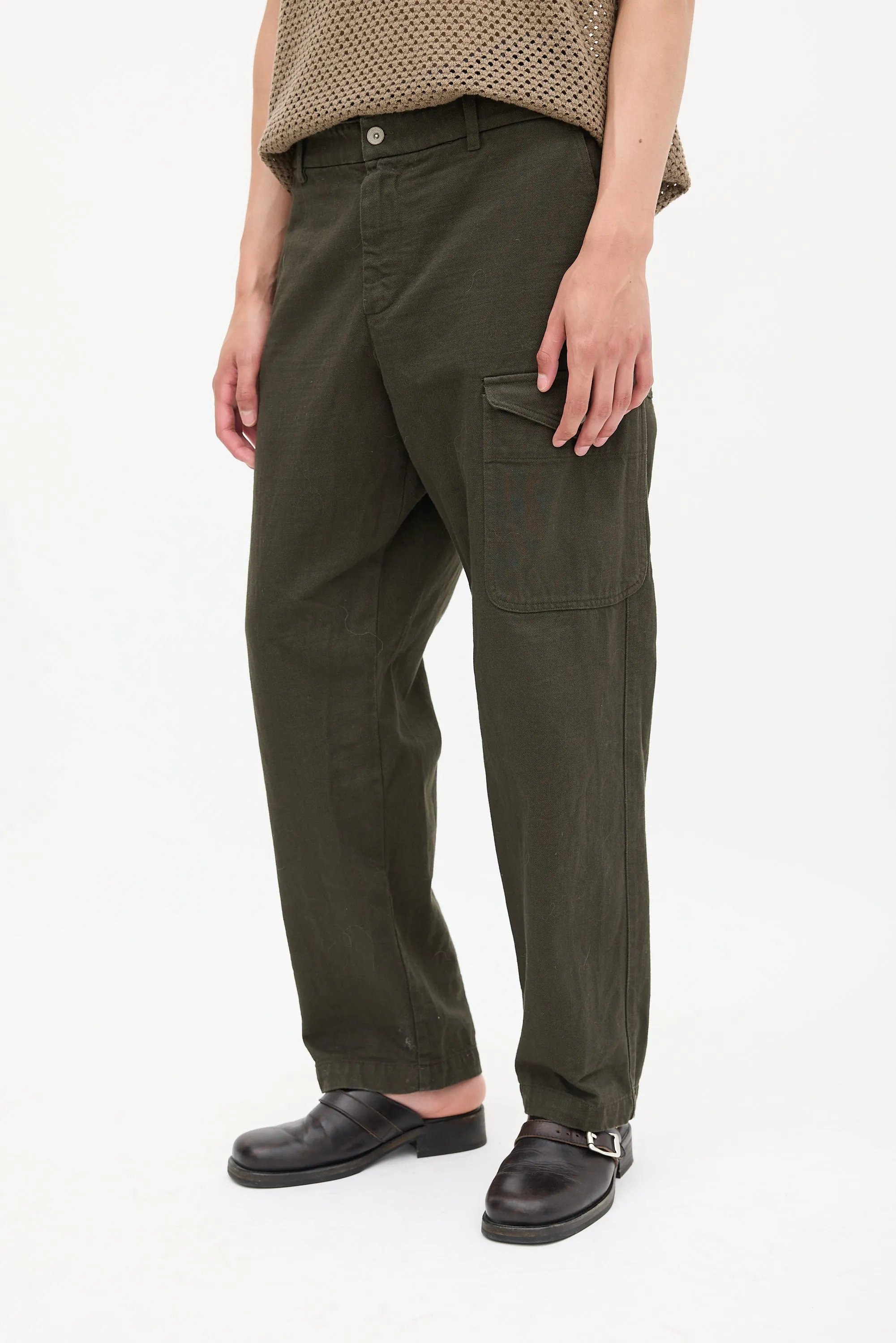 Green Cargo Tapered Leg Pant