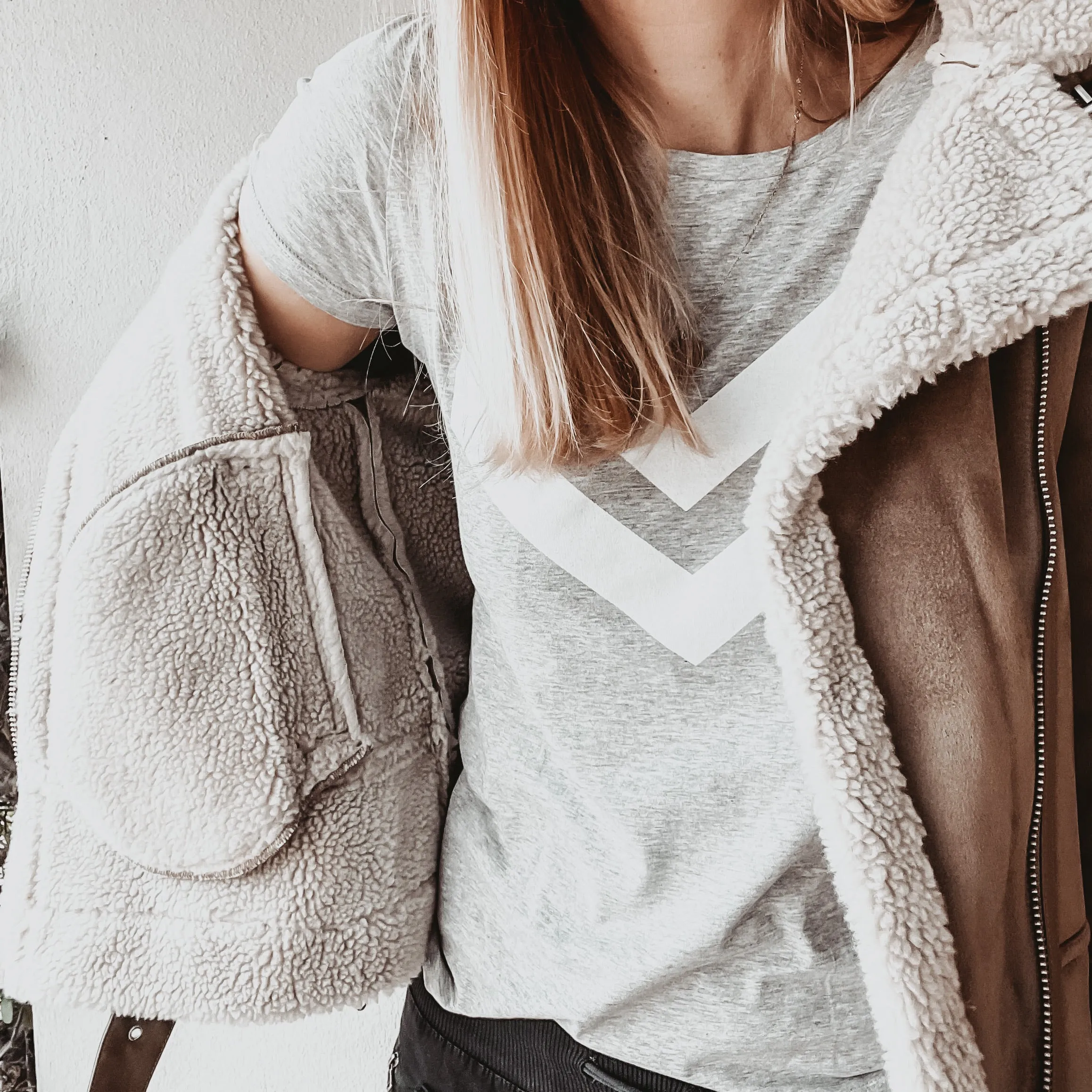 Grey tee with white chevron *new*