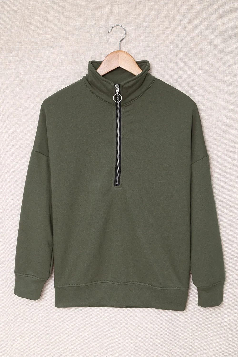 Half Zip Dropped Shoulder Long Sleeve Sweatshirt – Where Comfort Meets Cool in the Best Way