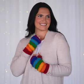 Hand Knit Rainbow Hand Warmers