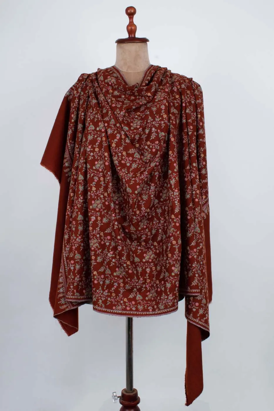 HandSpun Rust Sozni Work Fine Pashmina Shawl crafted with precision - KNUTSFORD