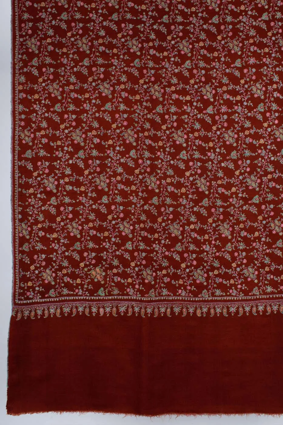 HandSpun Rust Sozni Work Fine Pashmina Shawl crafted with precision - KNUTSFORD