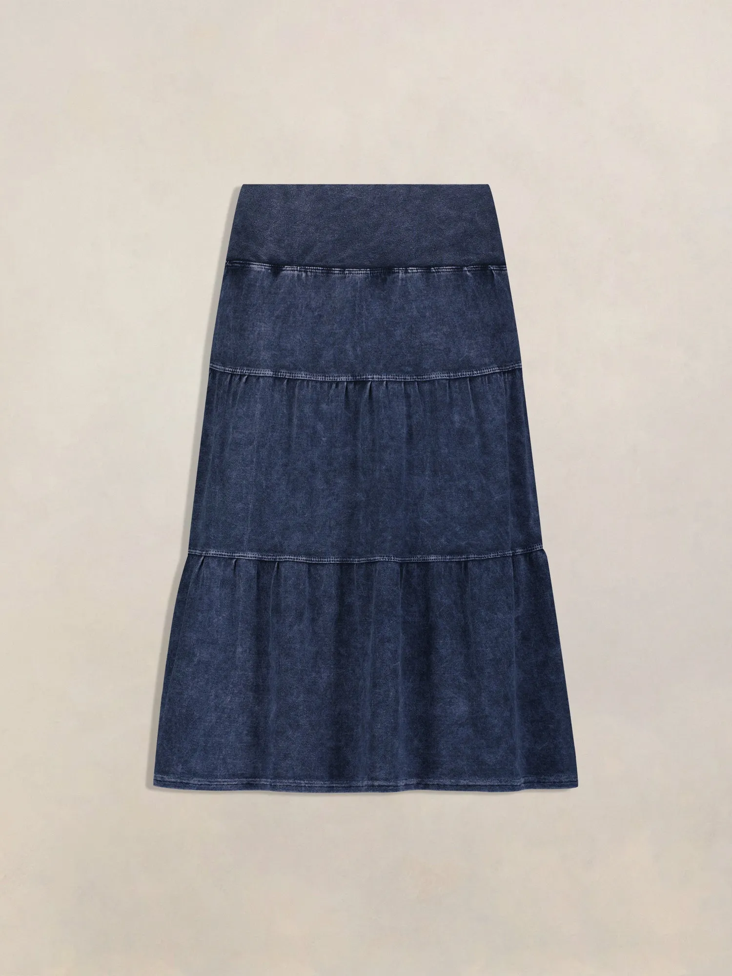 Hard Tail Tiered Knee Length Skirt T-229