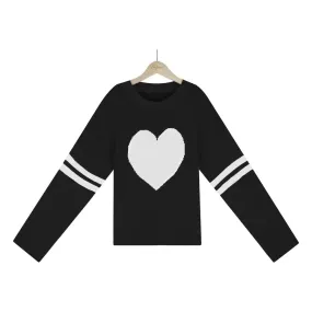 Hearts and Striped Long Sleeve Sweater