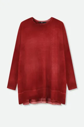 HENRY BOYFRIEND CREW IN HAND-DYED CASHMERE CRIMSON