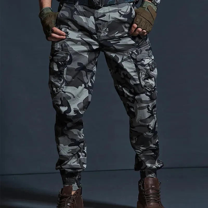 High Quality Khaki Casual Pants Men Military Tactical Joggers Camouflage Cargo Pants Multi-Pocket Fashions Black Army Trousers V191108