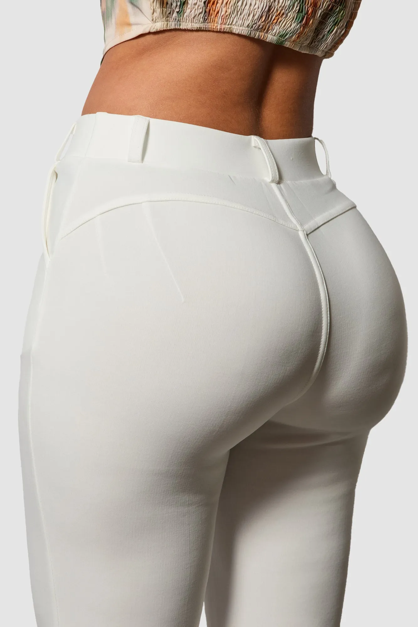 High Rise Pull On Sculpting Flare Pants - White