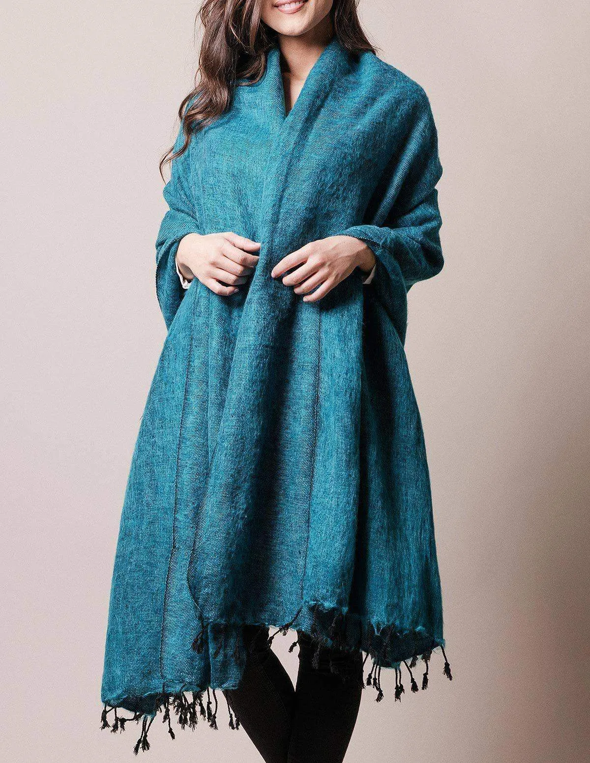 Himalayan Yak Wool Large Wrap - Teal