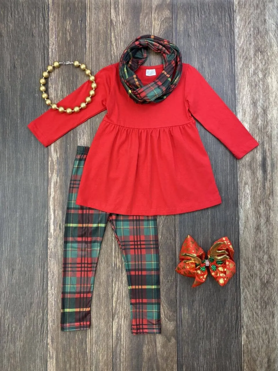 Holiday Plaid 3-Piece Tunic Set