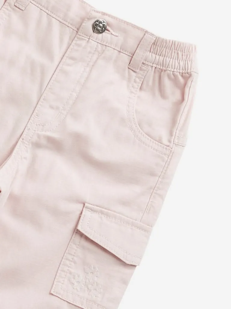 HOP Kids Light Pink Cargo-Style Mid Rise Joggers