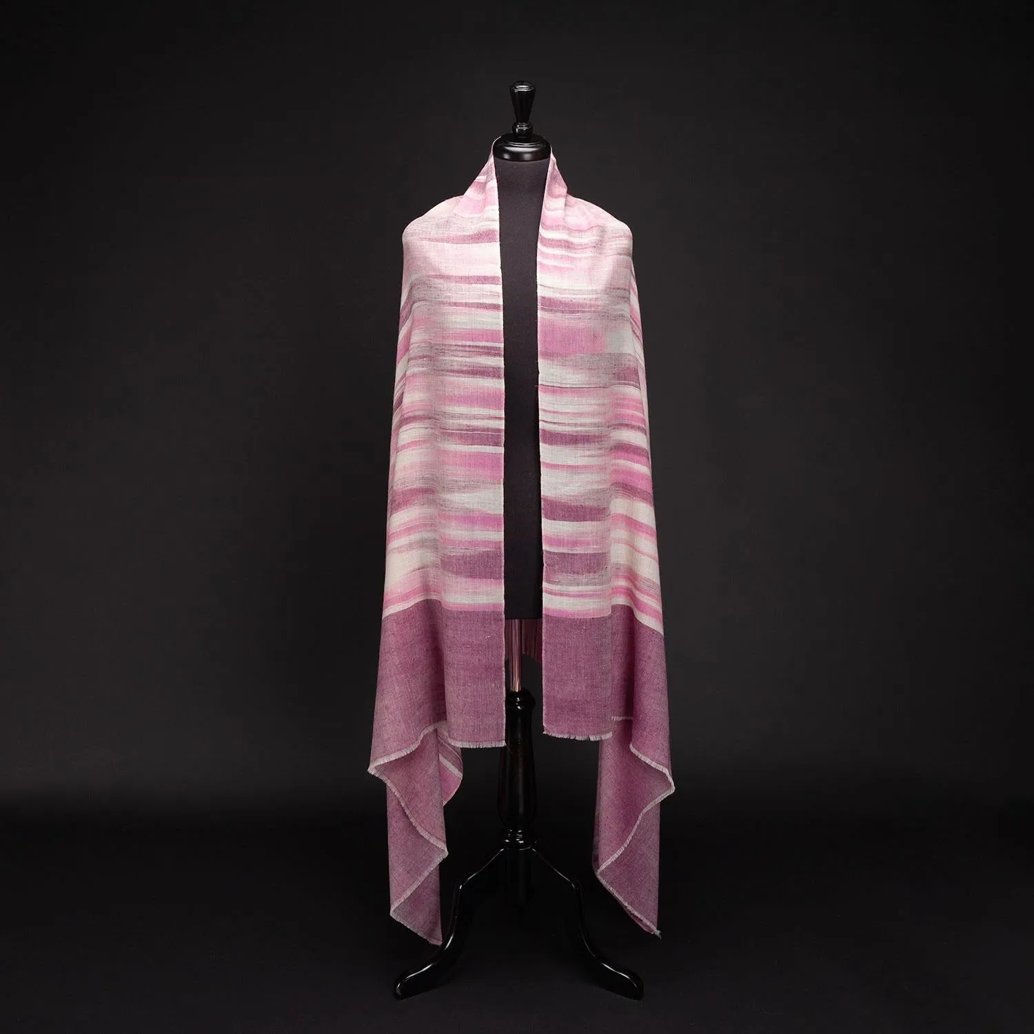 Ikat Pashmina Shawl 'Clouds of Ladakh' Damson