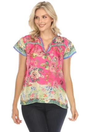 Johnny Was Brigid Floral Silk Blouse C18024 Boho Chic