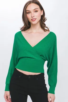 Kelly Surplice Neckline Ribbed Sweater