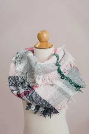 Kids Pink Plaid Infinity Scarf