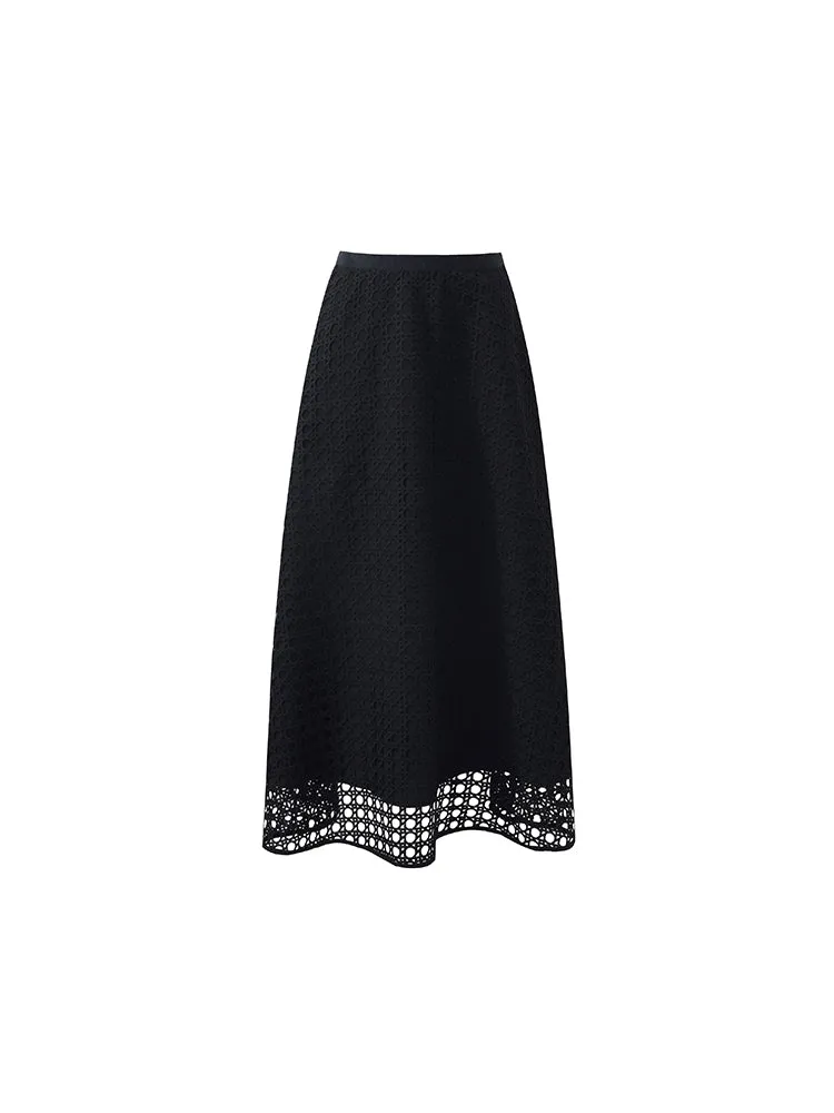 Lace Openwork Crop Jacket And Half Skirt And Knitted Camisole Three-Piece Set