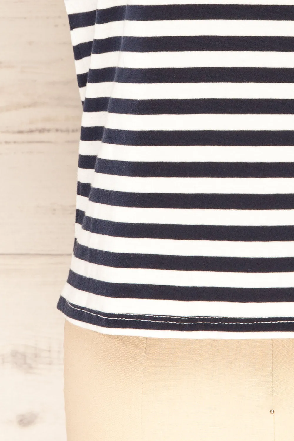 Leba Navy | Shoulder Pad Striped Top