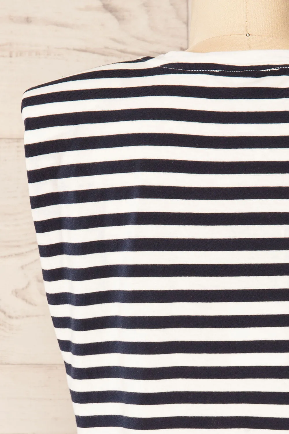 Leba Navy | Shoulder Pad Striped Top