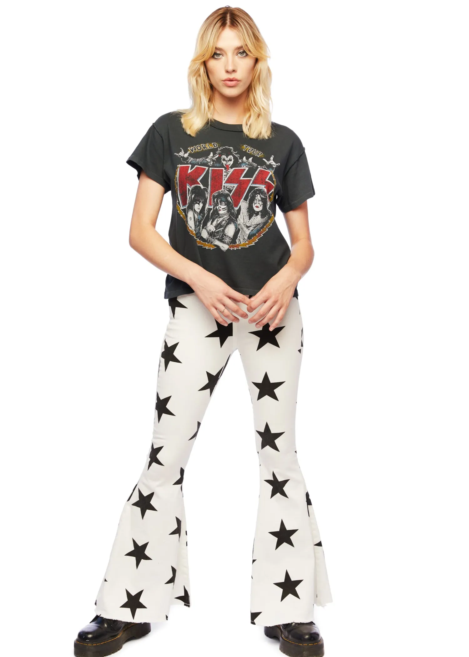 Lick it Up Star Print Flared Bell Bottoms