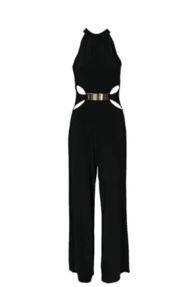 Long-sleeved high-neck flared pants black sling jumpsuit