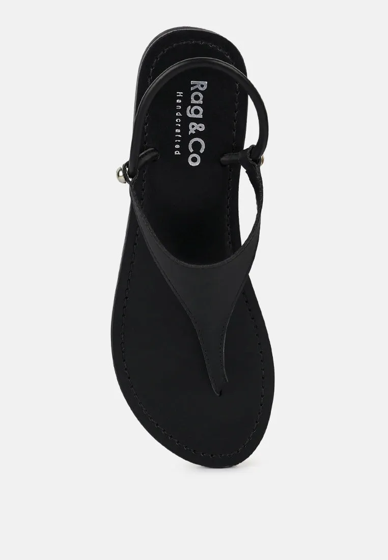 MADELINE Black Flat Thong Sandals