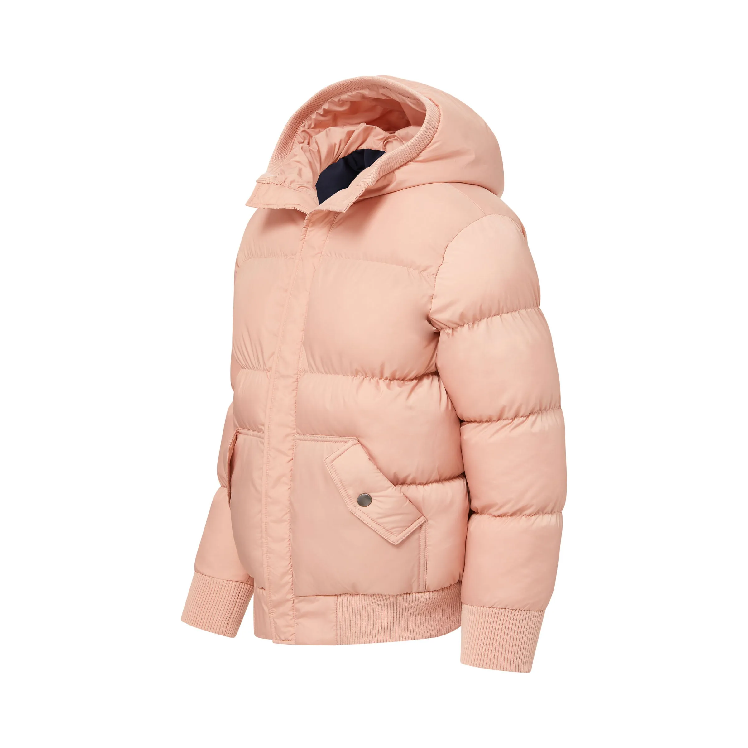 MagnaMini Kids Magnetic Front Water-Resistant Puffer Coat with Hood in Pink