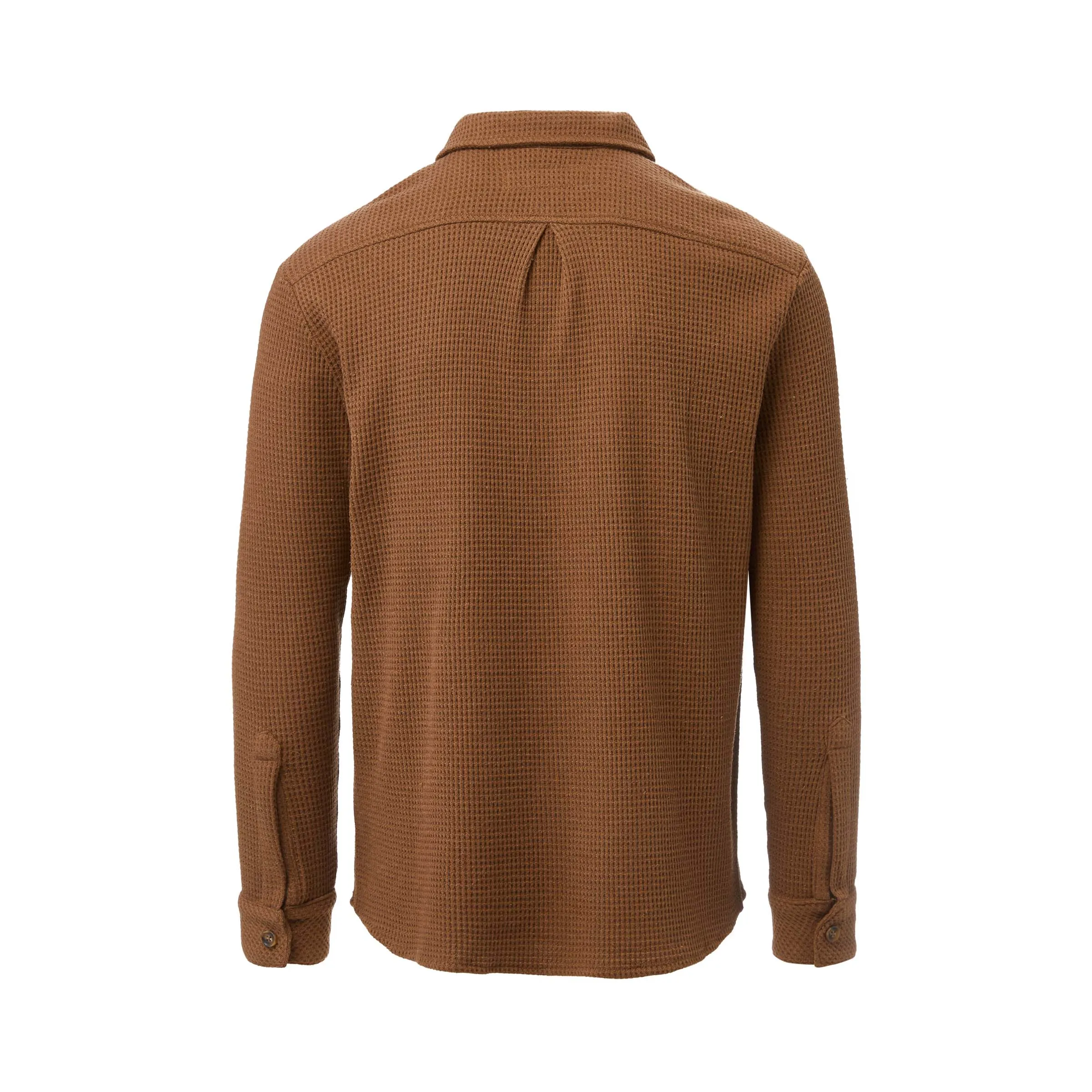 Magnetic Front WaffleWeave Casual Shirt with Dual Pockets in Choco