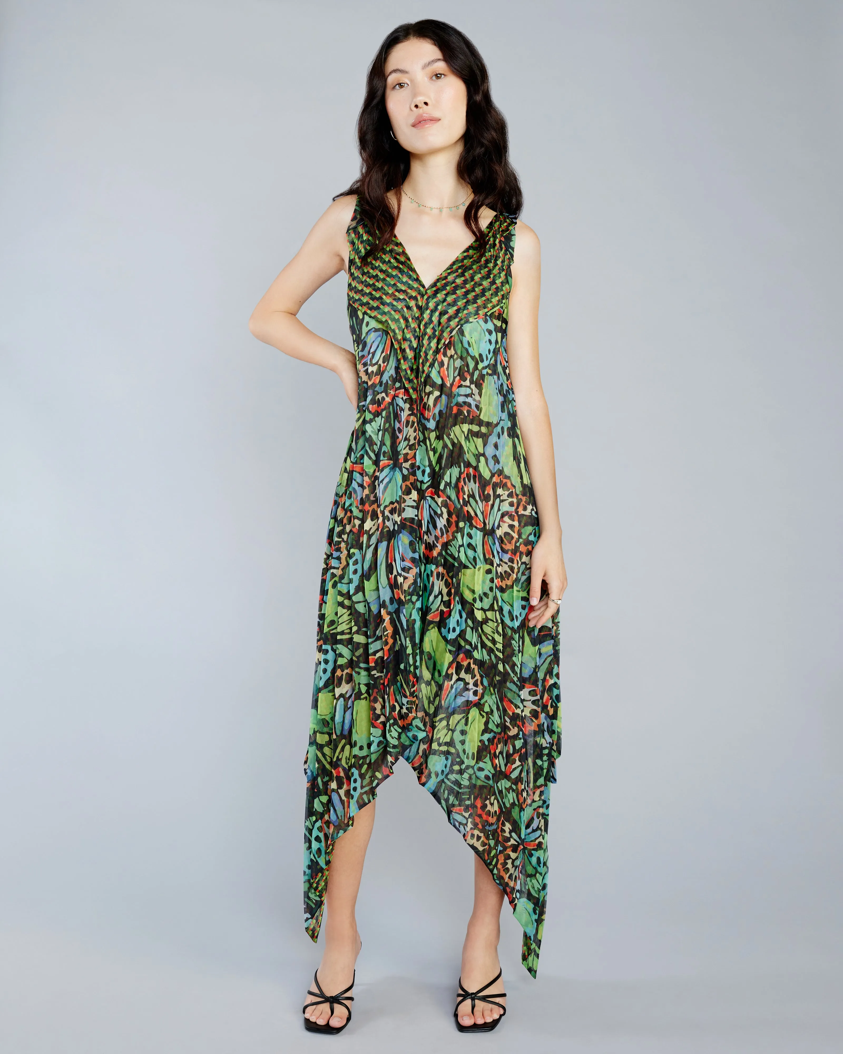 Malachite Butterfly Reversible Hi-Low Dress